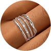 Silver Stackable Rings for Women, CZ Eternity Band Set - view 2