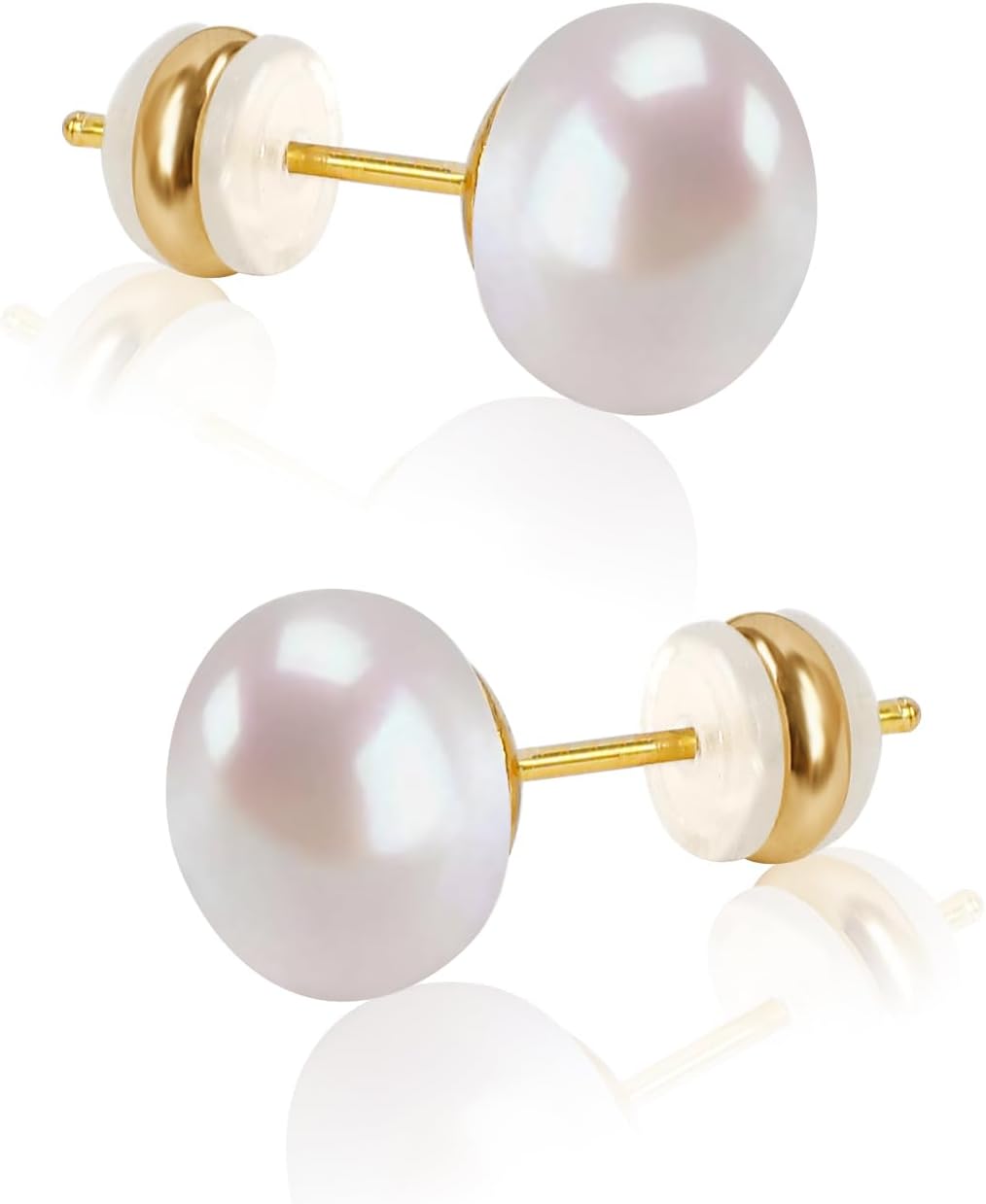 Freshwater Cultured Pearl Stud Earrings, 18K Gold Plated Sterling Silver - main view