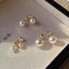 Freshwater Cultured Pearl Stud Earrings, 18K Gold Plated Sterling Silver - view 4