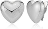 Chunky Clip On Earrings for Women Fashion Jewelry - Heart-Silver