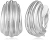 Chunky Clip On Earrings for Women Fashion Jewelry - Statement-Silver
