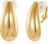 Chunky Clip On Earrings for Women Fashion Jewelry - Teardrop-Gold