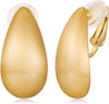Chunky Clip On Earrings for Women Fashion Jewelry - Teardrop-Brushed Gold