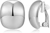 Chunky Clip On Earrings for Women Fashion Jewelry - Curvy-Silver