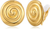 Chunky Clip On Earrings for Women Fashion Jewelry - Spiral-Gold