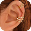 4 Pairs Ear Cuffs Non Piercing - 14K Gold Plated Ear Cuff Earrings for Women Ear Cuff for Non Pierced Ears Clip on Cartilage Earring Adjustable Fake - main view