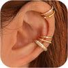 4 Pairs Ear Cuffs Non Piercing - 14K Gold Plated Ear Cuff Earrings for Women Ear Cuff for Non Pierced Ears Clip on Cartilage Earring Adjustable Fake - Double-14K Gold Plated
