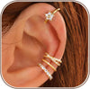 4 Pairs Ear Cuffs Non Piercing - 14K Gold Plated Ear Cuff Earrings for Women Ear Cuff for Non Pierced Ears Clip on Cartilage Earring Adjustable Fake - Flowers -14K Gold Plated