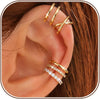 4 Pairs Ear Cuffs Non Piercing - 14K Gold Plated Ear Cuff Earrings for Women Ear Cuff for Non Pierced Ears Clip on Cartilage Earring Adjustable Fake - Simple -14K Gold Plated