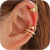 4 Pairs Ear Cuffs Non Piercing - 14K Gold Plated Ear Cuff Earrings for Women Ear Cuff for Non Pierced Ears Clip on Cartilage Earring Adjustable Fake - Chunky-14K Gold Plated