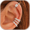 4 Pairs Ear Cuffs Non Piercing - 14K Gold Plated Ear Cuff Earrings for Women Ear Cuff for Non Pierced Ears Clip on Cartilage Earring Adjustable Fake - Flowers -White Gold Plated