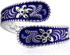 Vintage 14K Gold Plated and Silver Spoon Ring – Adjustable Ring with Carving Design for Women, Unique Boho Open Ring for Gift - Silver & Blue