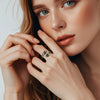 Vintage 14K Gold Plated and Silver Spoon Ring – Adjustable Ring with Carving Design for Women, Unique Boho Open Ring for Gift - view 3