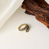 Vintage 14K Gold Plated and Silver Spoon Ring – Adjustable Ring with Carving Design for Women, Unique Boho Open Ring for Gift - view 6