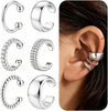 Ear Cuffs Non Piercing Chunky/Thin 14K Gold Plated Ear Cuff Earrings for Women Dainty Cuff for Non Pierced Ears Gold Clip on Cartilage Earring Fake - Silver-Chunky
