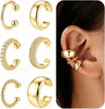 Ear Cuffs Non Piercing Chunky/Thin 14K Gold Plated Ear Cuff Earrings for Women Dainty Cuff for Non Pierced Ears Gold Clip on Cartilage Earring Fake - Gold-Chunky