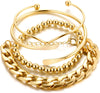 Gold Bangle Bracelets for Women Indian Bangles Stackable Set with Multi Layer Textured 18K Gold Plated Chunky Bracelets Boho Jewelrys Set - beaded & Cuban