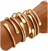 Gold Bangle Bracelets for Women Indian Bangles Stackable Set with Multi Layer Textured 18K Gold Plated Chunky Bracelets Boho Jewelrys Set - E-6 PCS adjustable bangles