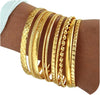 Gold Bangle Bracelets for Women Indian Bangles Stackable Set with Multi Layer Textured 18K Gold Plated Chunky Bracelets Boho Jewelrys Set - F-10PCS Textured bangles