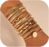 Gold Bangle Bracelets for Women Indian Bangles Stackable Set with Multi Layer Textured 18K Gold Plated Chunky Bracelets Boho Jewelrys Set - B-12PCS adjustable Trendy bangles