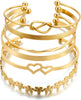 Gold Bangle Bracelets for Women Indian Bangles Stackable Set with Multi Layer Textured 18K Gold Plated Chunky Bracelets Boho Jewelrys Set - gold-heart
