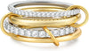 Stackable Rings for Women CZ Gold Silver Multi Layer Statement Ring Jewelry - main view