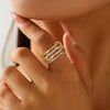 Stackable Rings for Women CZ Gold Silver Multi Layer Statement Ring Jewelry - view 4