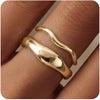 Gold Rings for Women, Chunky 14K Gold Plated Dainty Stackable Rings Trendy Statement Pinky Thumb Rings Engagement Eternity Wedding Band Ring Stacking - main view