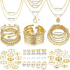 68 Pcs Gold Jewelry Set for Women with 7 Necklace, 17 Bracelet, 5 Hoop Earrings, 15 Stud Earrings, 24 Knuckle Rings for Women Jewelry Set for Women - view 7