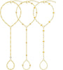 3 PCS 14K Gold Plated Hand Chain Bracelets for Women Stack Bracelets Set Adjustable Dainty Ring Bracelet Hand Chain - gold-3-flower