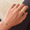 3 PCS 14K Gold Plated Hand Chain Bracelets for Women Stack Bracelets Set Adjustable Dainty Ring Bracelet Hand Chain - view 4