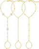 3 PCS 14K Gold Plated Hand Chain Bracelets for Women Stack Bracelets Set Adjustable Dainty Ring Bracelet Hand Chain - gold-3-cz2