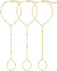 3 PCS 14K Gold Plated Hand Chain Bracelets for Women Stack Bracelets Set Adjustable Dainty Ring Bracelet Hand Chain - gold-5-trendy