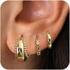 4Pairs Statement Gold Hoop Earrings for Women Trendy, Surgical Steel Gold Plated Hoop Earrings Set, Titanium Hoops Earring Stacks, CZ Cartilage - 3Set hoop earrings-A