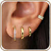 4Pairs Statement Gold Hoop Earrings for Women Trendy, Surgical Steel Gold Plated Hoop Earrings Set, Titanium Hoops Earring Stacks, CZ Cartilage - 4 Pairs hoop earrings -A