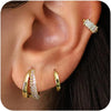 4Pairs Statement Gold Hoop Earrings for Women Trendy, Surgical Steel Gold Plated Hoop Earrings Set, Titanium Hoops Earring Stacks, CZ Cartilage - 3 Pairs hoop earrings -B