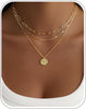 Layered Gold Necklace for Women, 14K Gold Plated Necklace Stack for Women, Dainty Adjustable Gold Necklace Set - main view