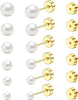 7 Pairs 18G 20G Flat Back Stud Earrings, Surgical Steel Set - 6 Pairs 20G Gold-Pearl