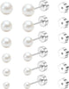 7 Pairs 18G 20G Flat Back Stud Earrings, Surgical Steel Set - 6 Pairs 20G Silver-Pearl