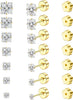 7 Pairs 18G 20G Flat Back Stud Earrings, Surgical Steel Set - 7 Pairs 20G Gold-Square CZ