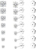 7 Pairs 18G 20G Flat Back Stud Earrings, Surgical Steel Set - 7 Pairs 20G Silver-Square CZ