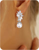 Clip on Earrings for Women Cubic Zirconia Long Tassel Dangle Drop Earrings Non Pierced Earrings for Women Jewelry Gifts Wedding Party - Leaf pearl