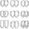 9 Pairs Small Gold/Silver Hoop Earrings Set for Women - silver-standard