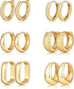 9 Pairs Small Gold/Silver Hoop Earrings Set for Women - 6 pais gold