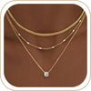 Layered Gold Necklaces for Women with 14K Gold Sterling Silver Plated Dainty Pendant Necklace Set Chunky Stackable Cuban Chain Choker - main view