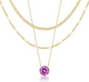 Layered Gold Necklaces for Women with 14K Gold Sterling Silver Plated Dainty Pendant Necklace Set Chunky Stackable Cuban Chain Choker - Gold Cubic Zirconia-Created Alexandrite-June