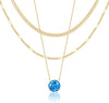 Layered Gold Necklaces for Women with 14K Gold Sterling Silver Plated Dainty Pendant Necklace Set Chunky Stackable Cuban Chain Choker - Gold Cubic Zirconia-Created Aquamarine-Mar
