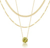 Layered Gold Necklaces for Women with 14K Gold Sterling Silver Plated Dainty Pendant Necklace Set Chunky Stackable Cuban Chain Choker - Gold Cubic Zirconia-Created Peridot-Aug