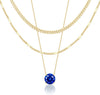 Layered Gold Necklaces for Women with 14K Gold Sterling Silver Plated Dainty Pendant Necklace Set Chunky Stackable Cuban Chain Choker - Gold Cubic Zirconia-Created Sapphire-Sept