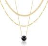 Layered Gold Necklaces for Women with 14K Gold Sterling Silver Plated Dainty Pendant Necklace Set Chunky Stackable Cuban Chain Choker - Gold Cubic Zirconia-Created Black Diamond